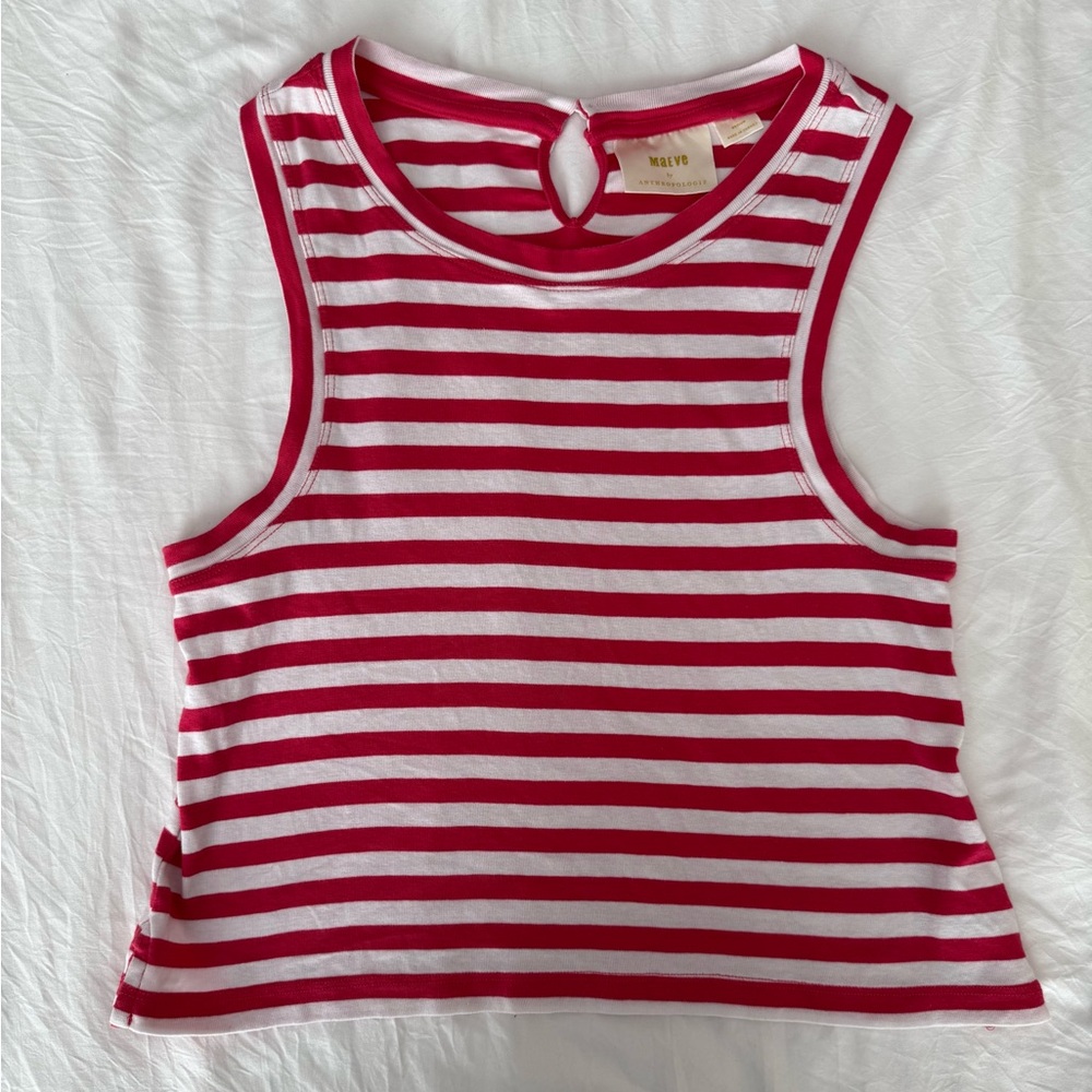 Women’s Maeve by Anthropologie Red and White Striped Tank Top